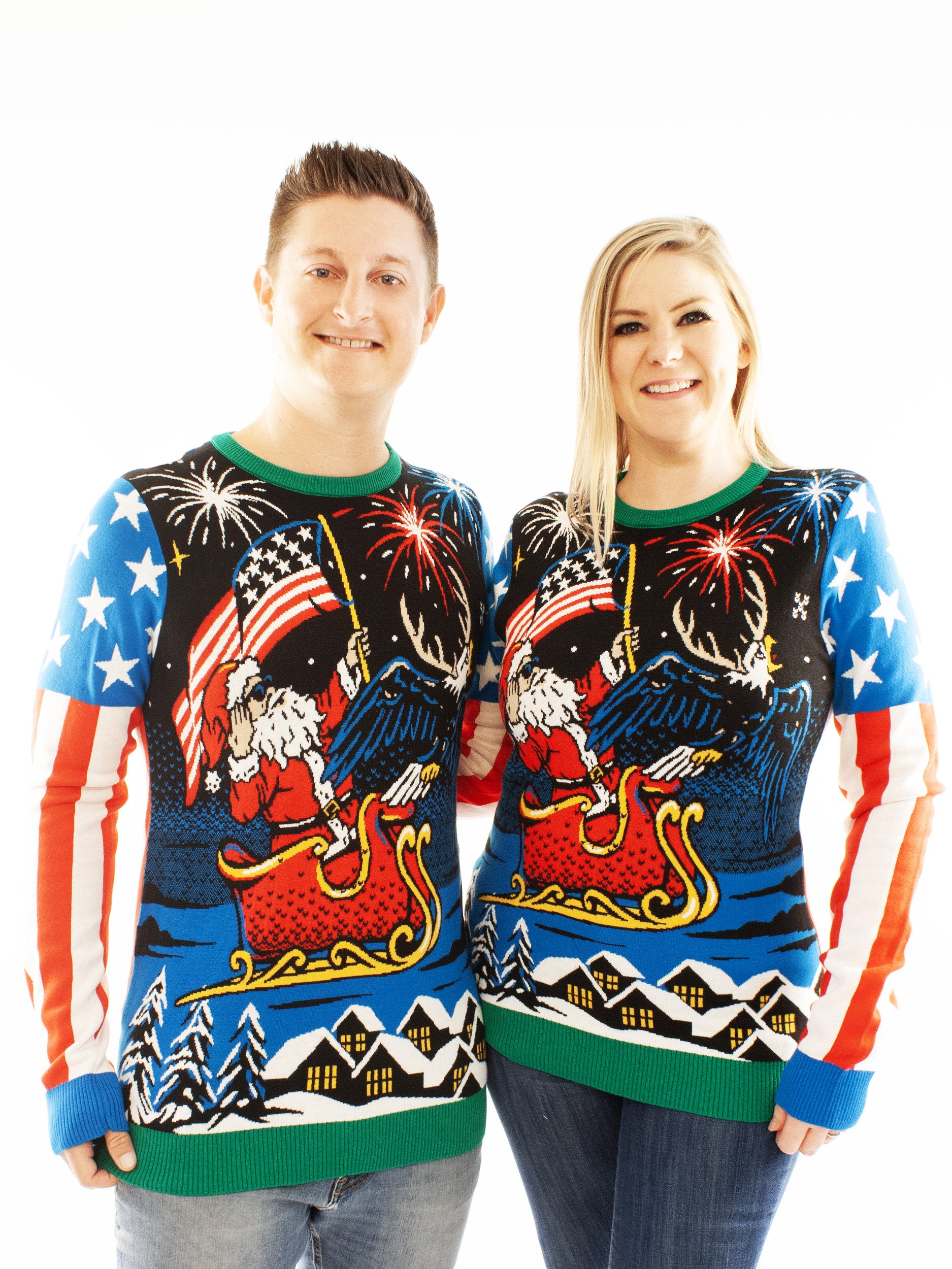 Patriotic Santa Ugly Christmas Sweater For Men Women Unisex